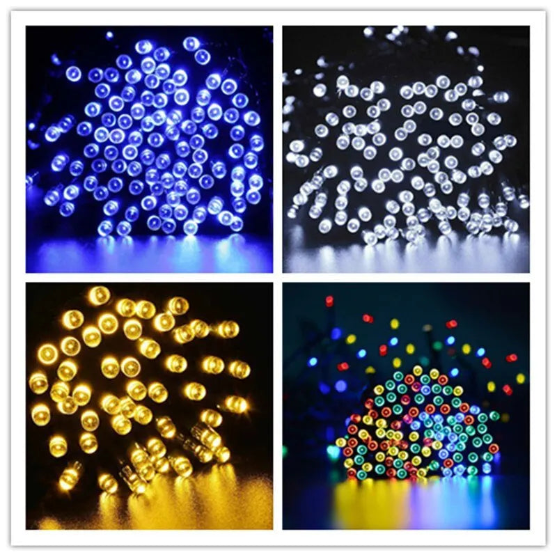 Luces solares disponibles en azul, blanco frío, cálida y multicolor